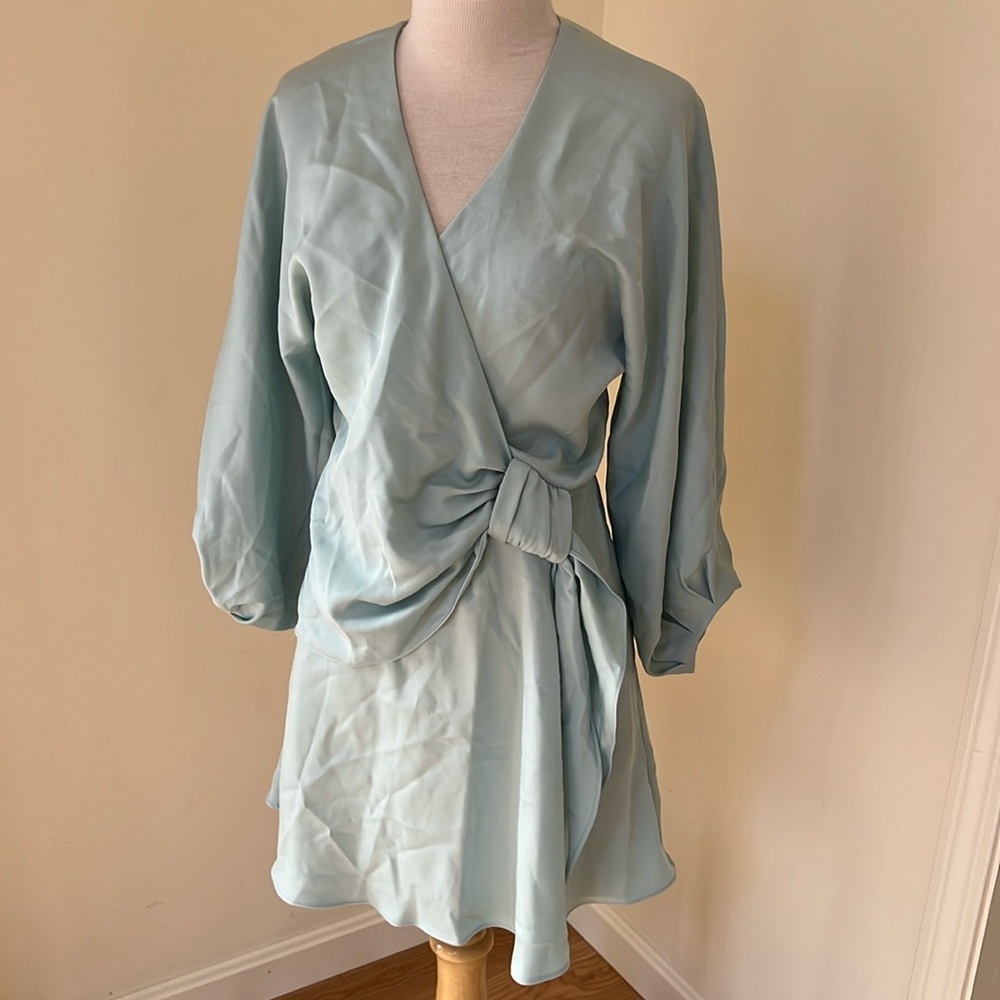 New! Zara medium mint green knotted mini dress .